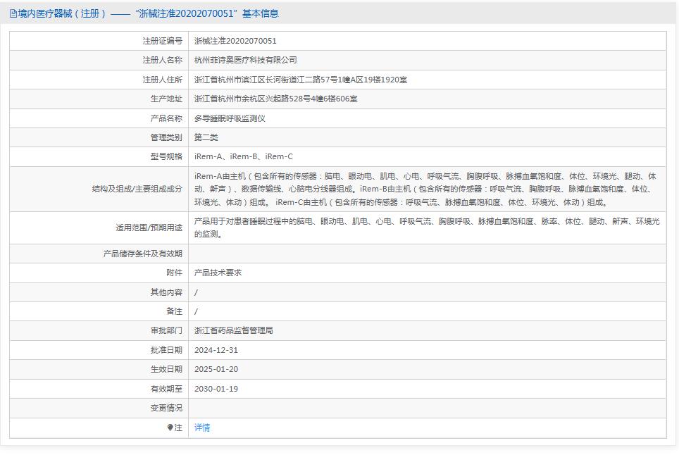 菲诗奥多导睡眠呼吸监测仪iRem-A